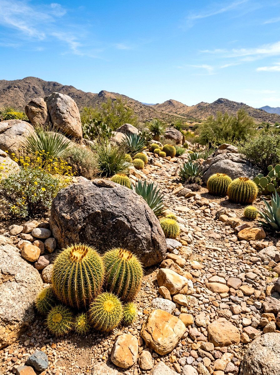 Desert Rock Landscape - 30 xeriscape front yard ideas