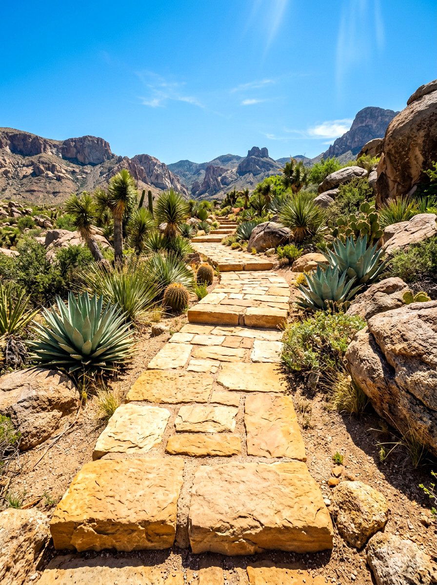Desert Sandstone Block Path - 30 front garden path ideas