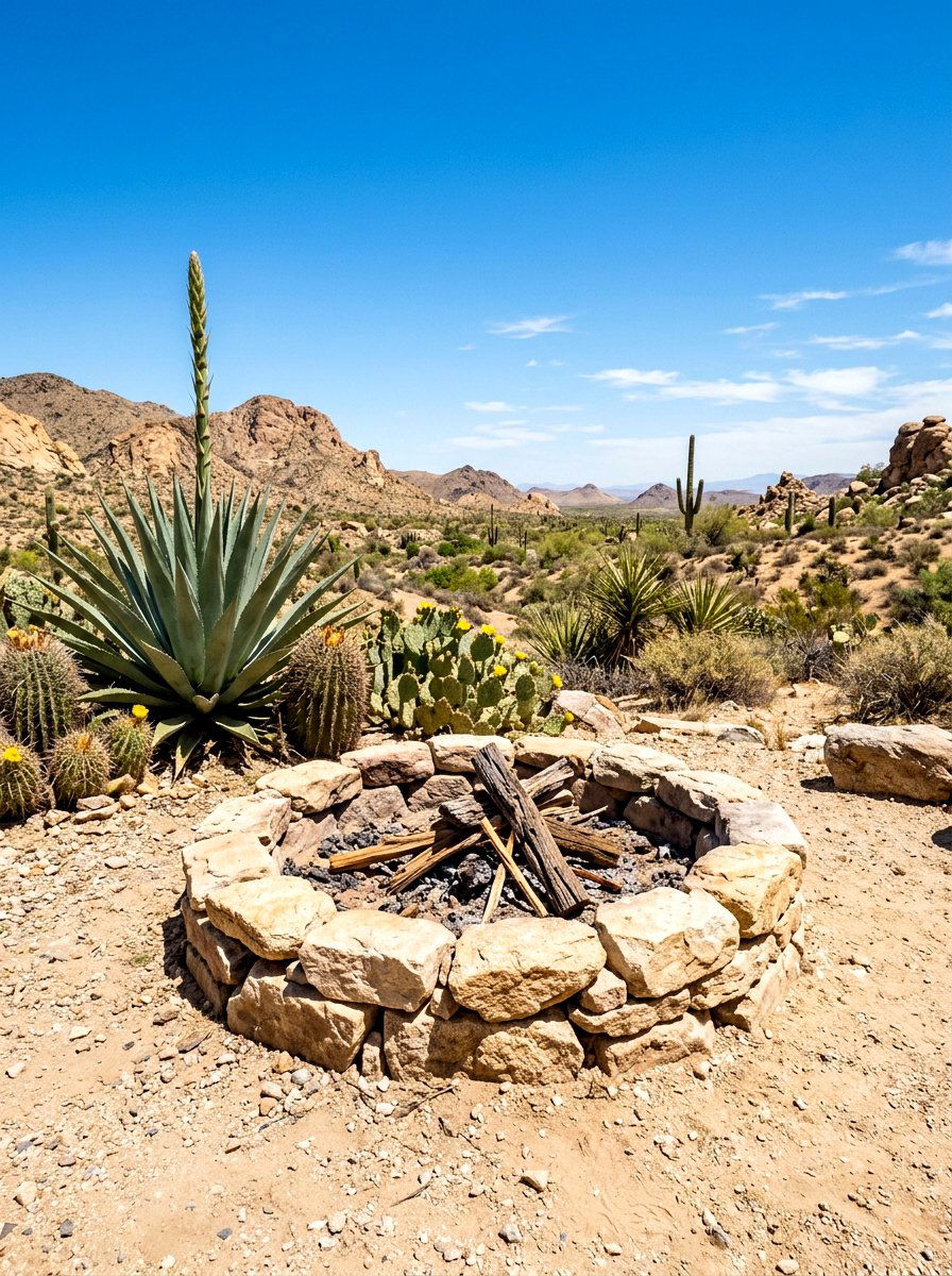 Desert Stone Fire Pit - 30 stone fire pit ideas