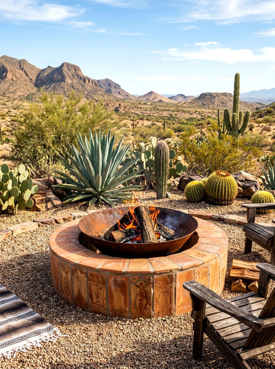 Desert Style Fire Pit - 30 backyard conversation pit ideas