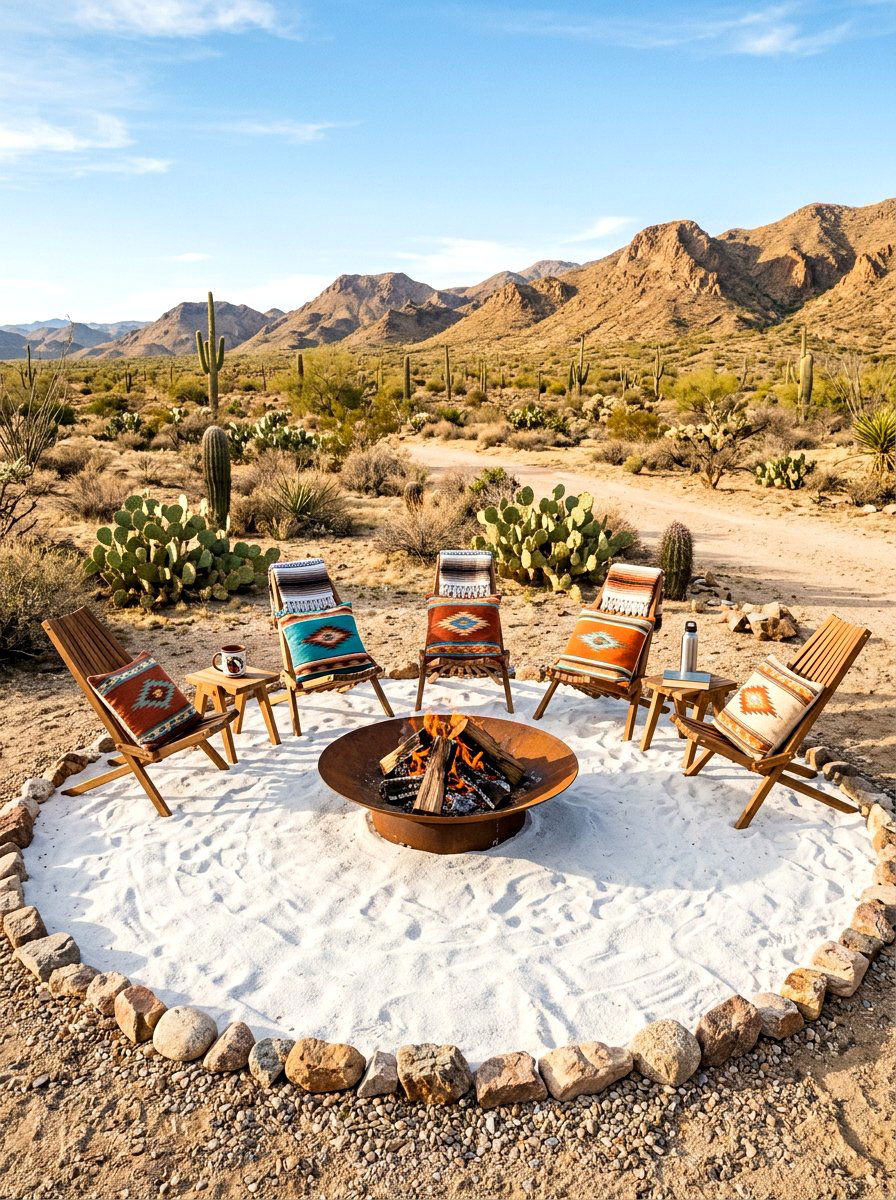 Desert Style Fire Pit With Sand - 30 fire pit seating ideas
