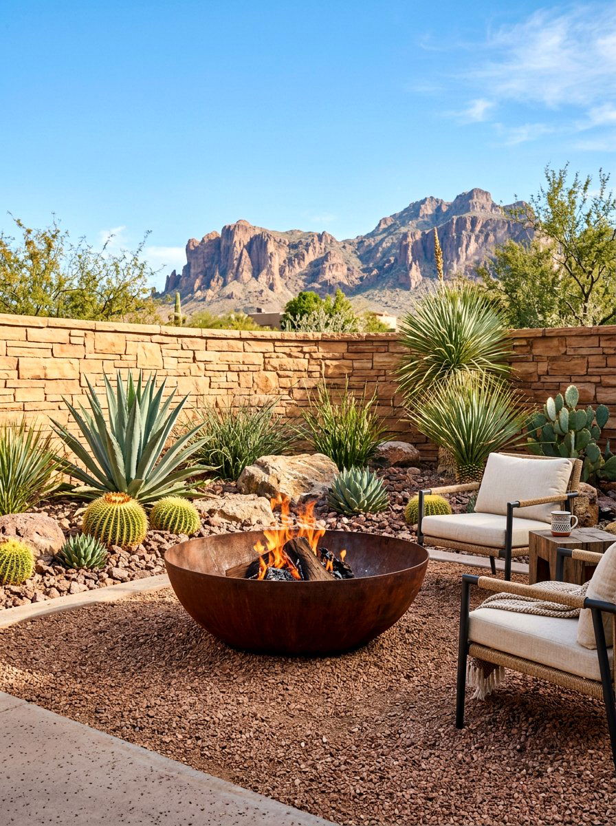 Desert Style Fire Pit - 30 fire pit corner ideas