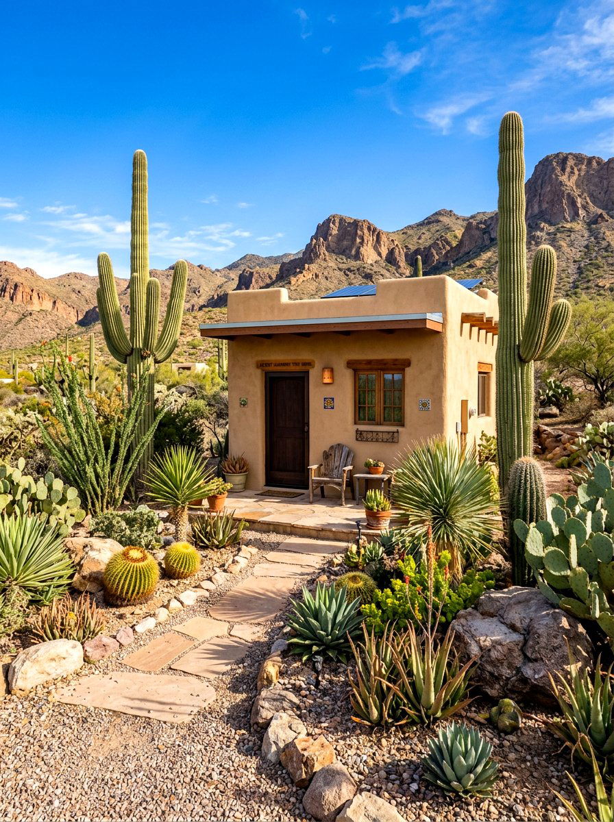 Desert Style Tiny House - 30 tiny cottage exterior ideas