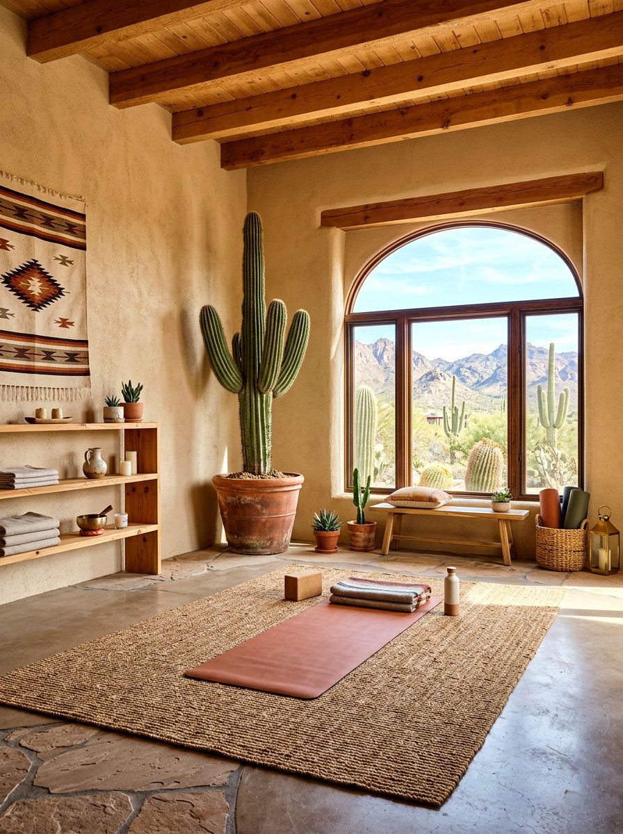 Desert Style Yoga Space - 30 yoga room ideas