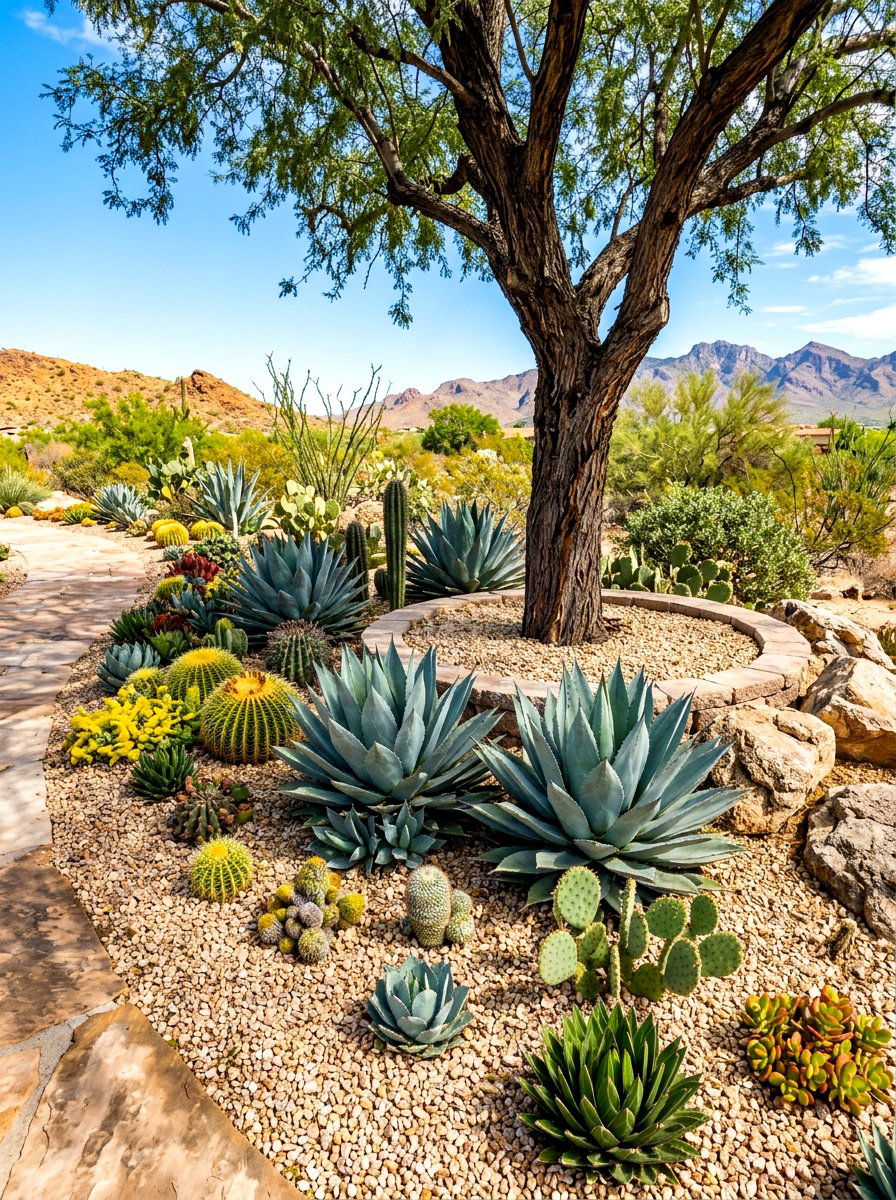 Desert Succulent Border - 30 tree border landscaping ideas