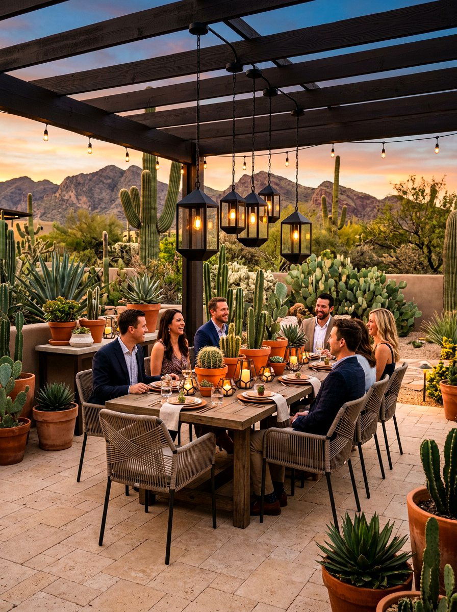 Desert Succulent Garden - 30 backyard candlelight dinner ideas