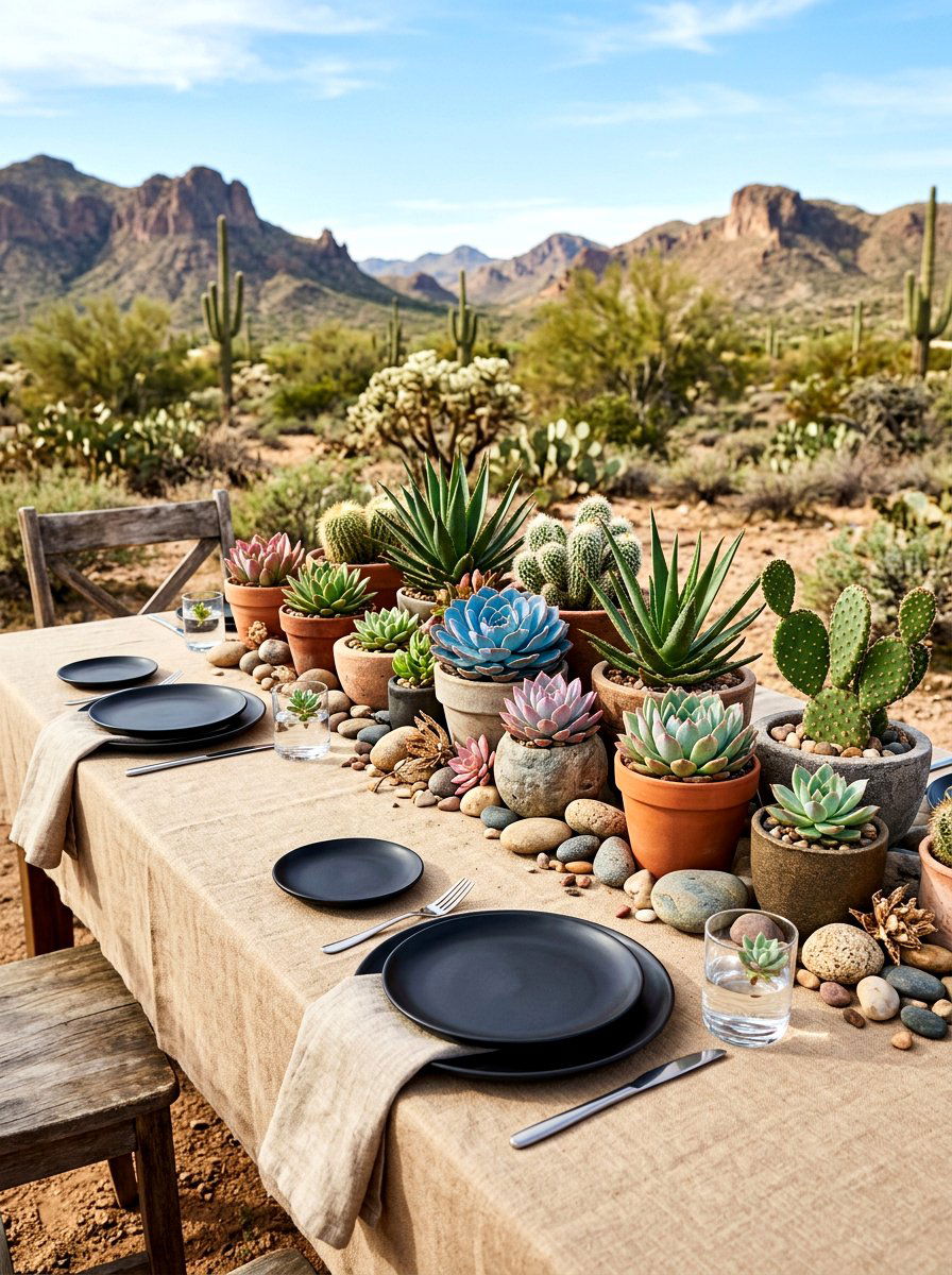 Desert Succulent Outdoor Table - 30 garden party tablescape ideas