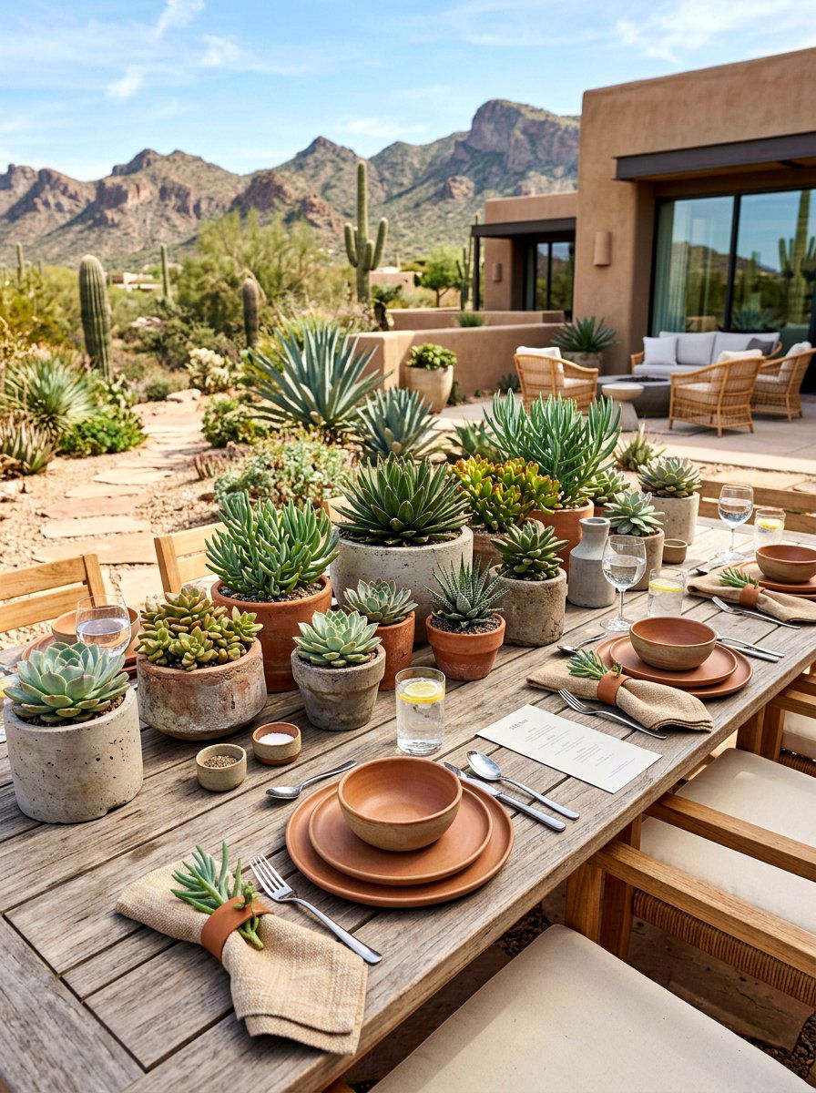 Desert Succulent Table - 30 pool party tablescape ideas