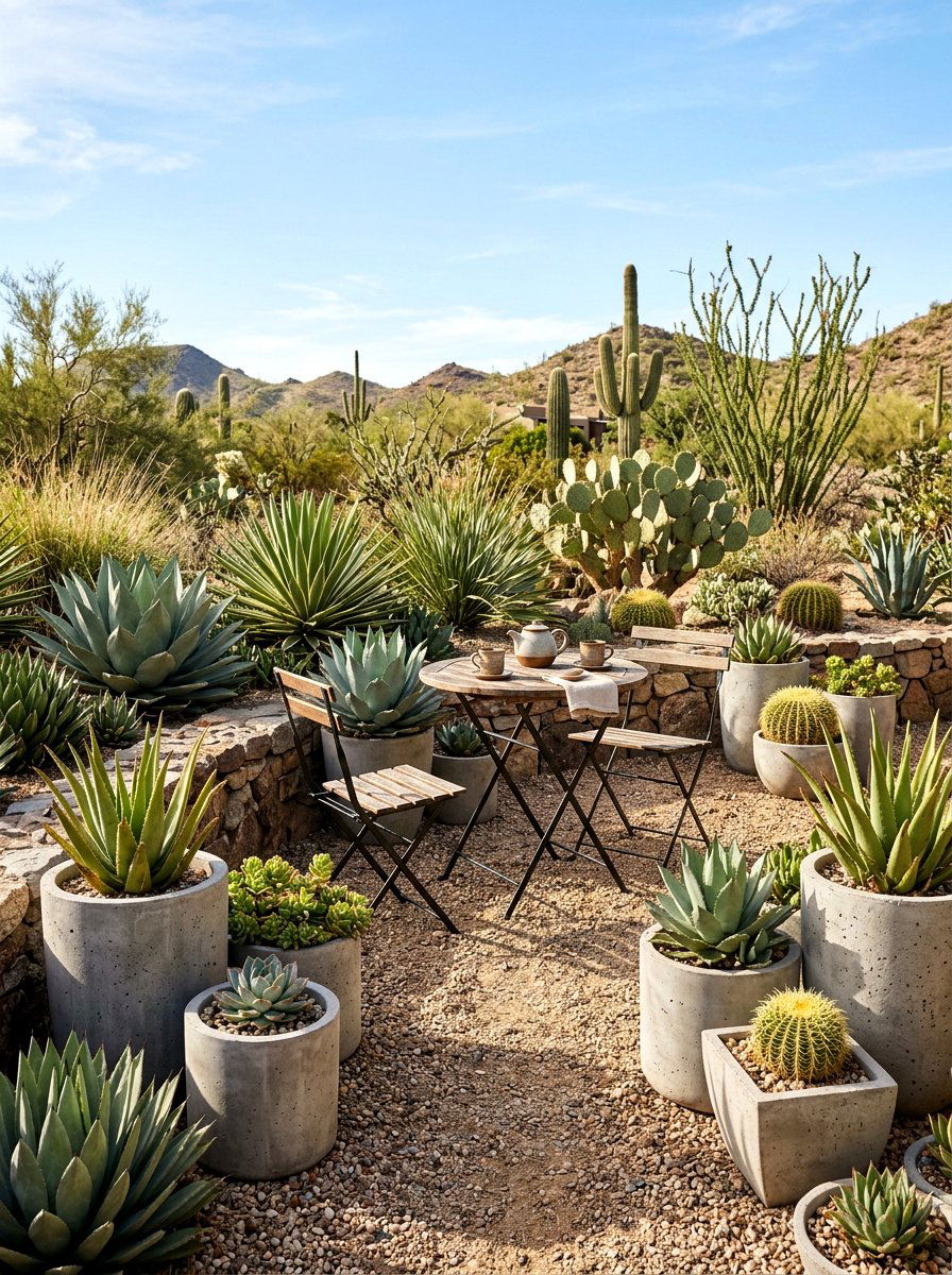 Desert Succulent Tea Garden - 30 tea garden corner ideas