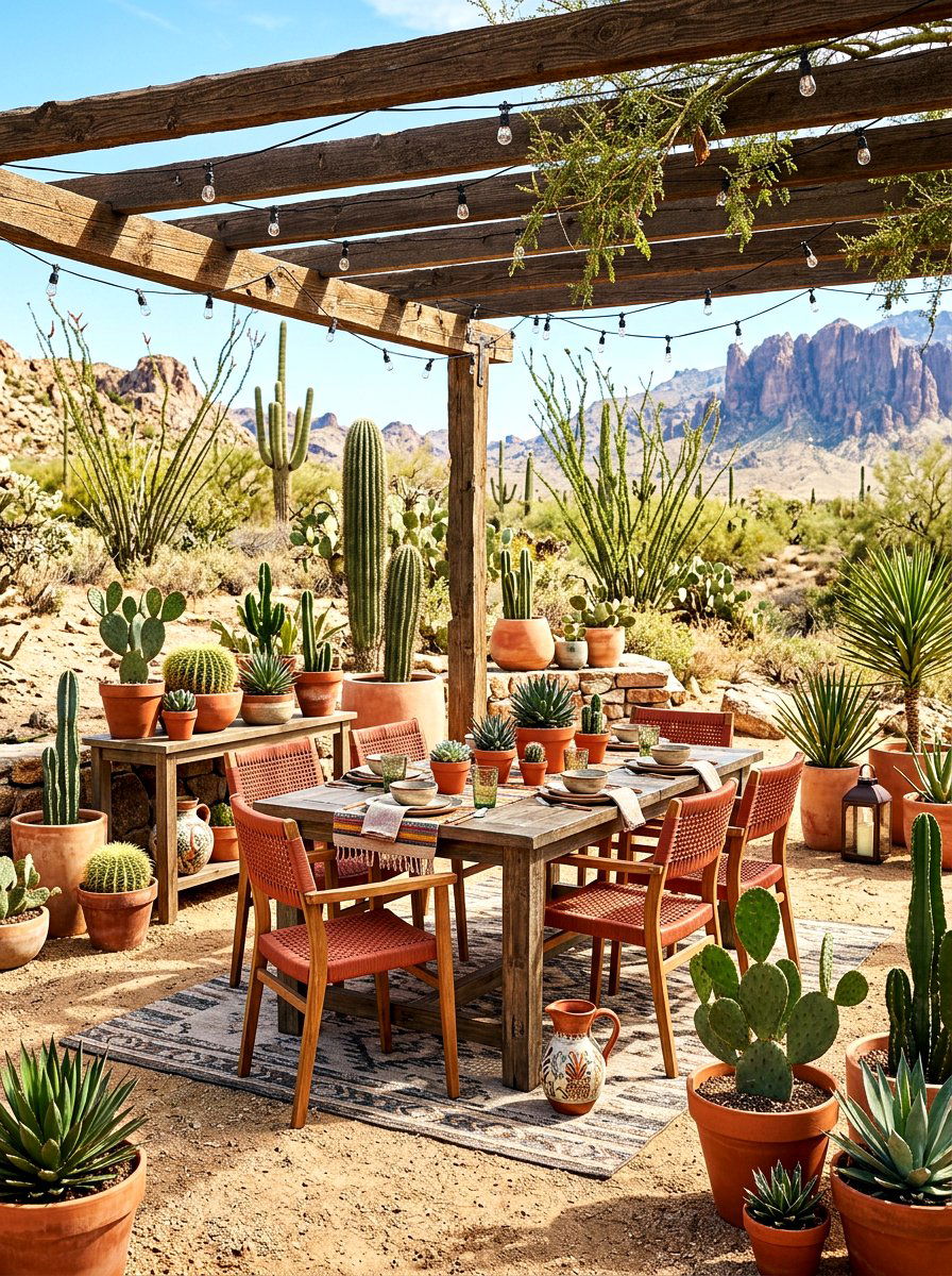 Desert Succulent Theme - 30 summer dinner party patio ideas