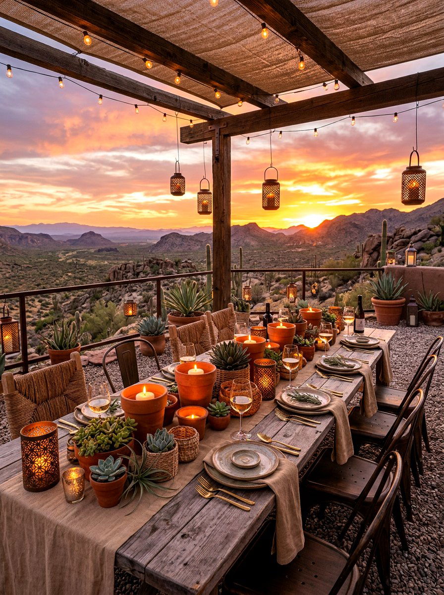 Desert Sunset Terrace Candles - 30 candlelit garden dinner ideas