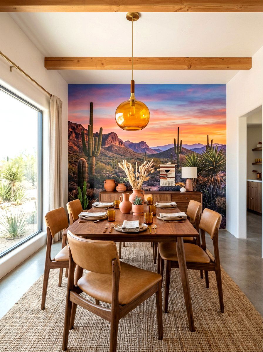 Desert Sunset Wall Mural - 30 landscape mural wall ideas