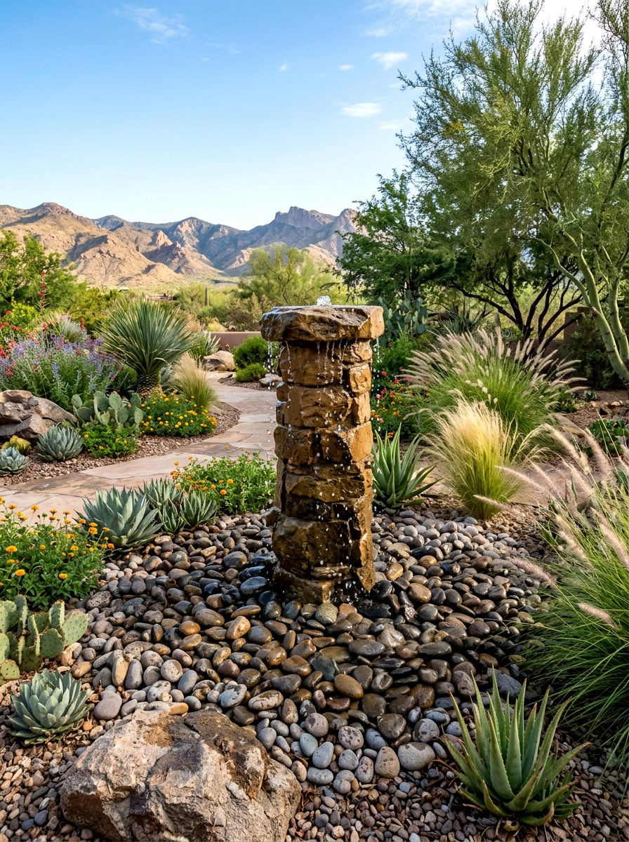 Desert Water Feature - 30 desert landscaping ideas