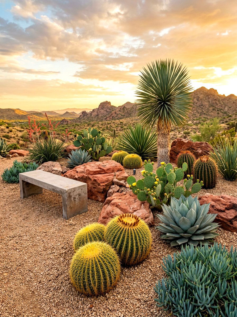 Desert Xeriscape Corner - 30 meditation backyard corner ideas