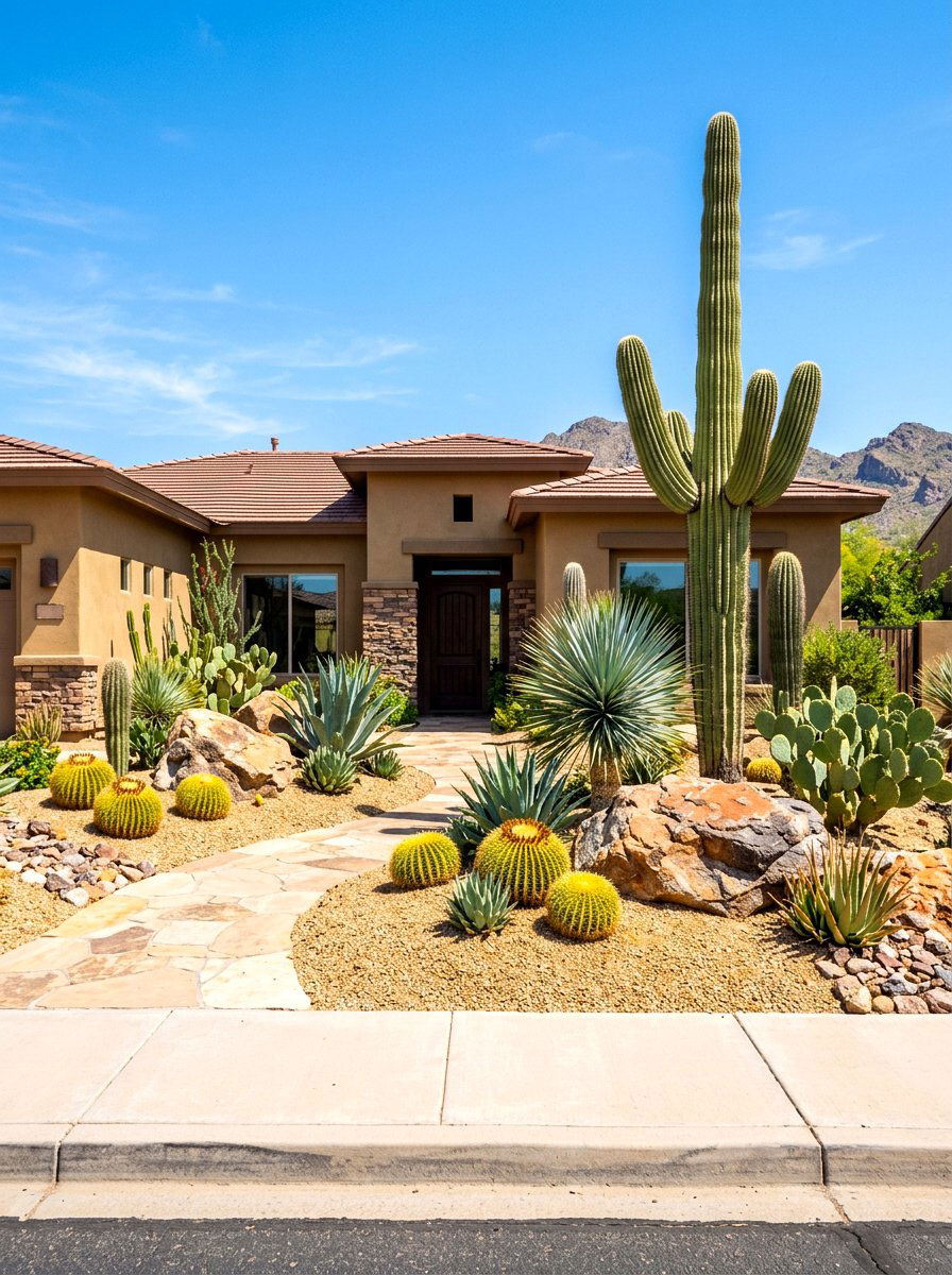 Desert Xeriscape Front Yard - 30 gravel front yard landscaping ideas