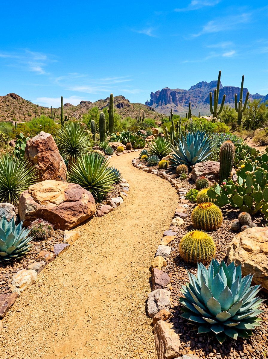 Desert Xeriscape Gravel Path - 30 walkway landscaping ideas