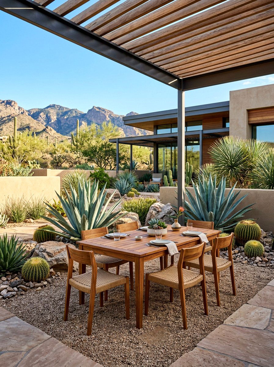 Desert Xeriscape Patio - 30 patio dining ideas