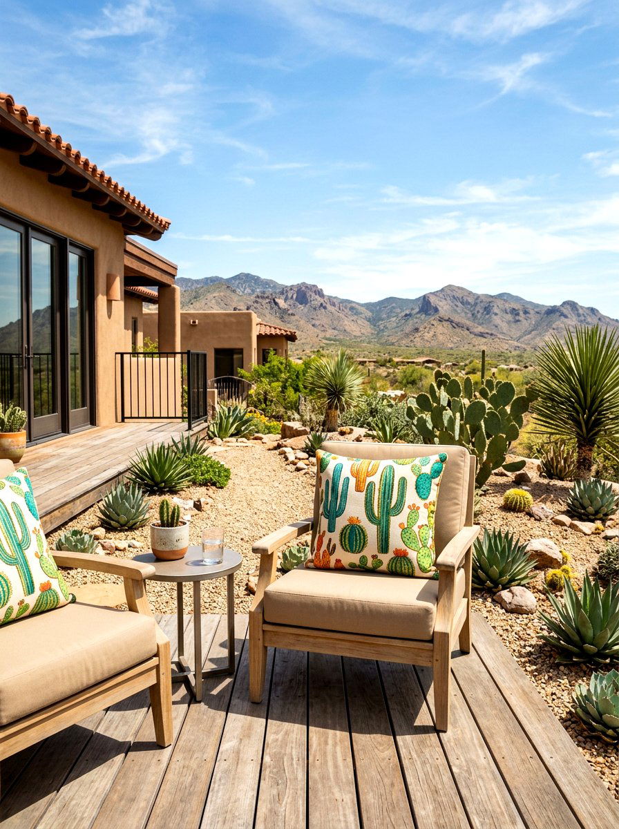 Desert cactus print outdoor pillow - 30 outdoor throw pillow ideas