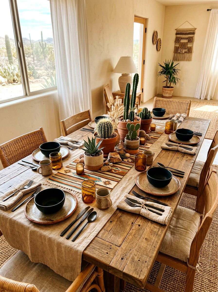 Desert chic cactus table - 30 dinner party table ideas aesthetic
