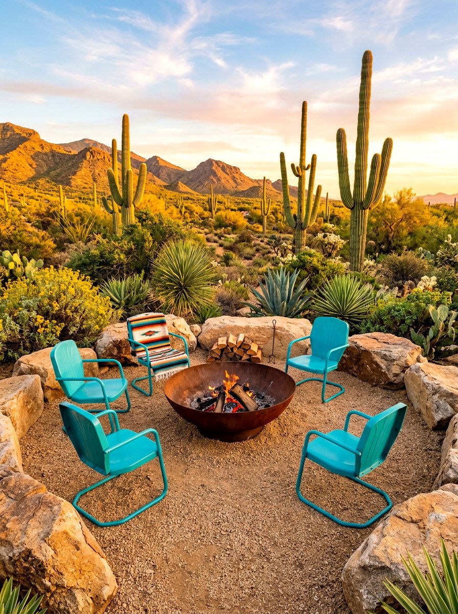 Desert fire pit landscape - 30 fire pit lounge ideas