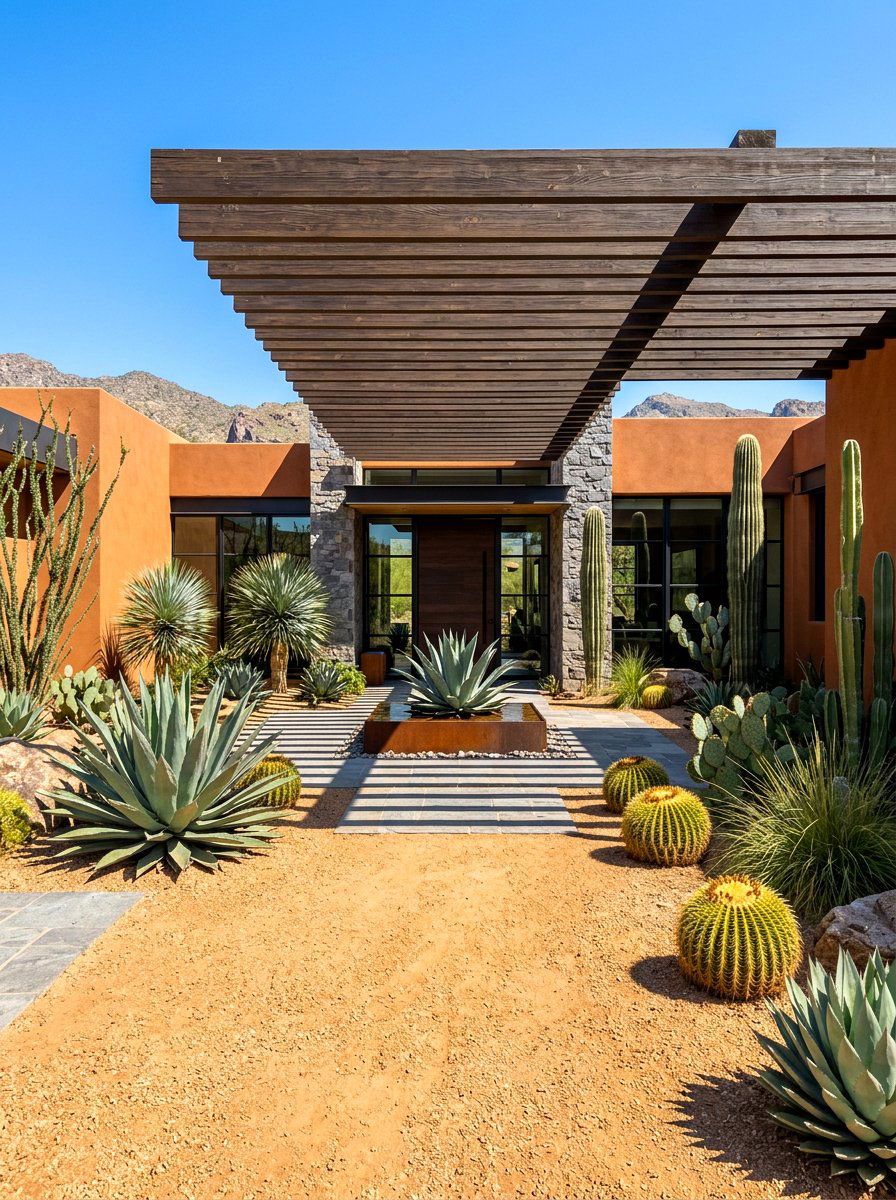 Desert landscape courtyard entry - 30 courtyard house entry ideas
