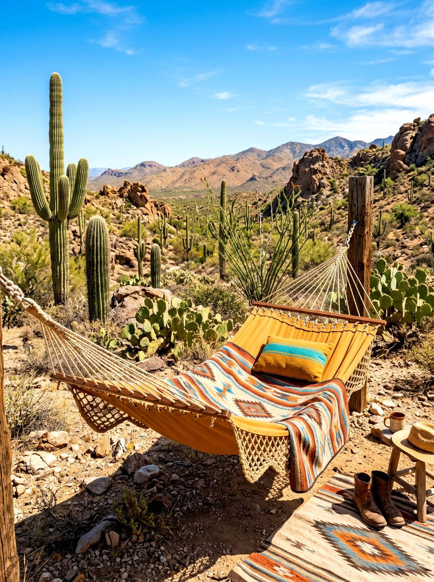 Desert landscape hammock - 30 hammock garden corner ideas