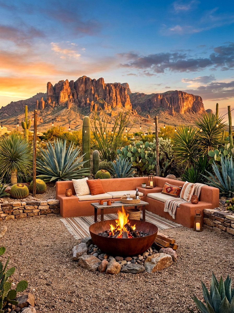 Desert landscape lounge - 30 backyard club lounge ideas