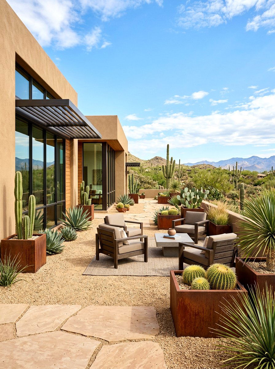 Desert landscape minimalist patio - 30 warm minimalist patio ideas