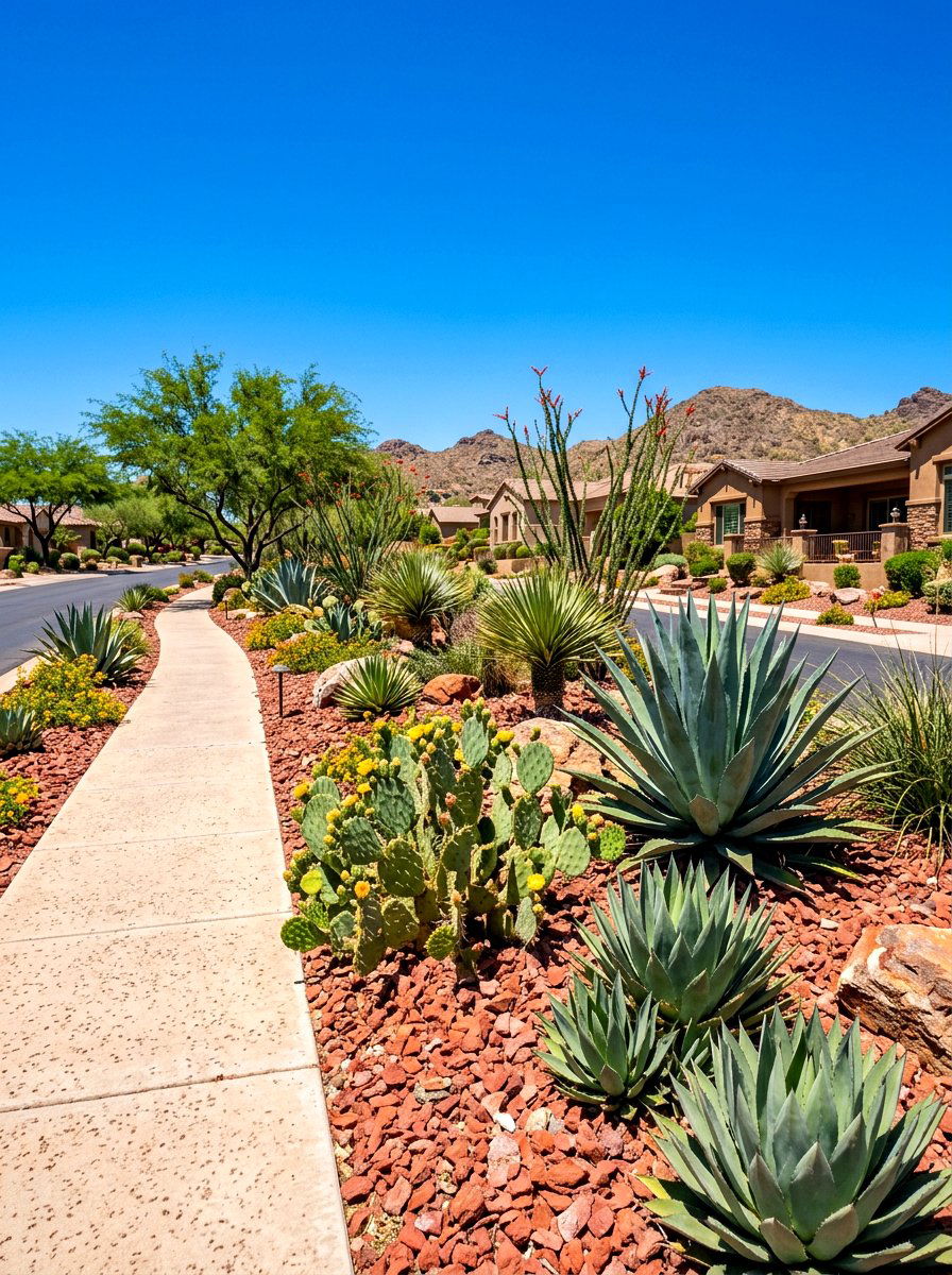 Desert landscape sidewalk parkway - 30 hellstrip garden ideas