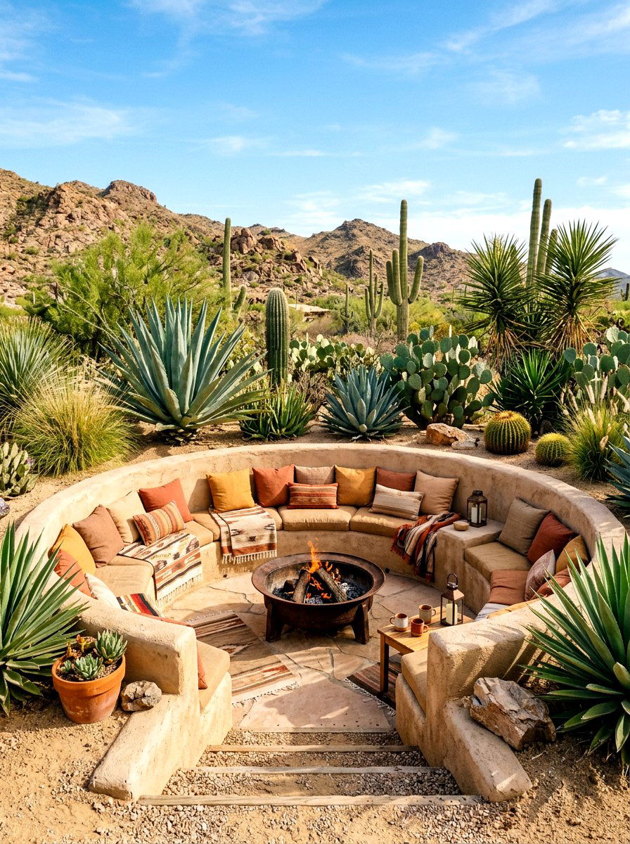 Desert outdoor sunken pit - 30 sunken conversation pit ideas
