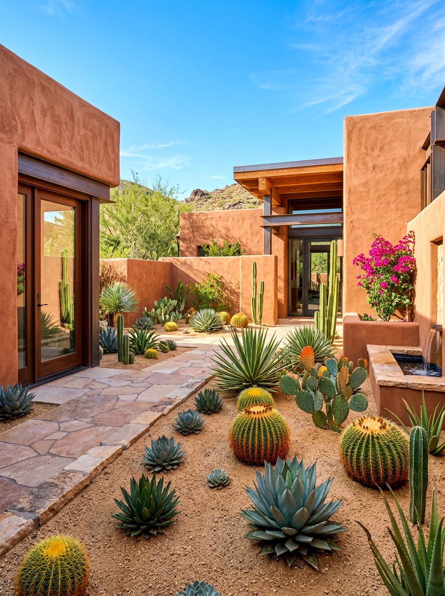 Desert succulent courtyard - 30 indoor courtyard garden ideas