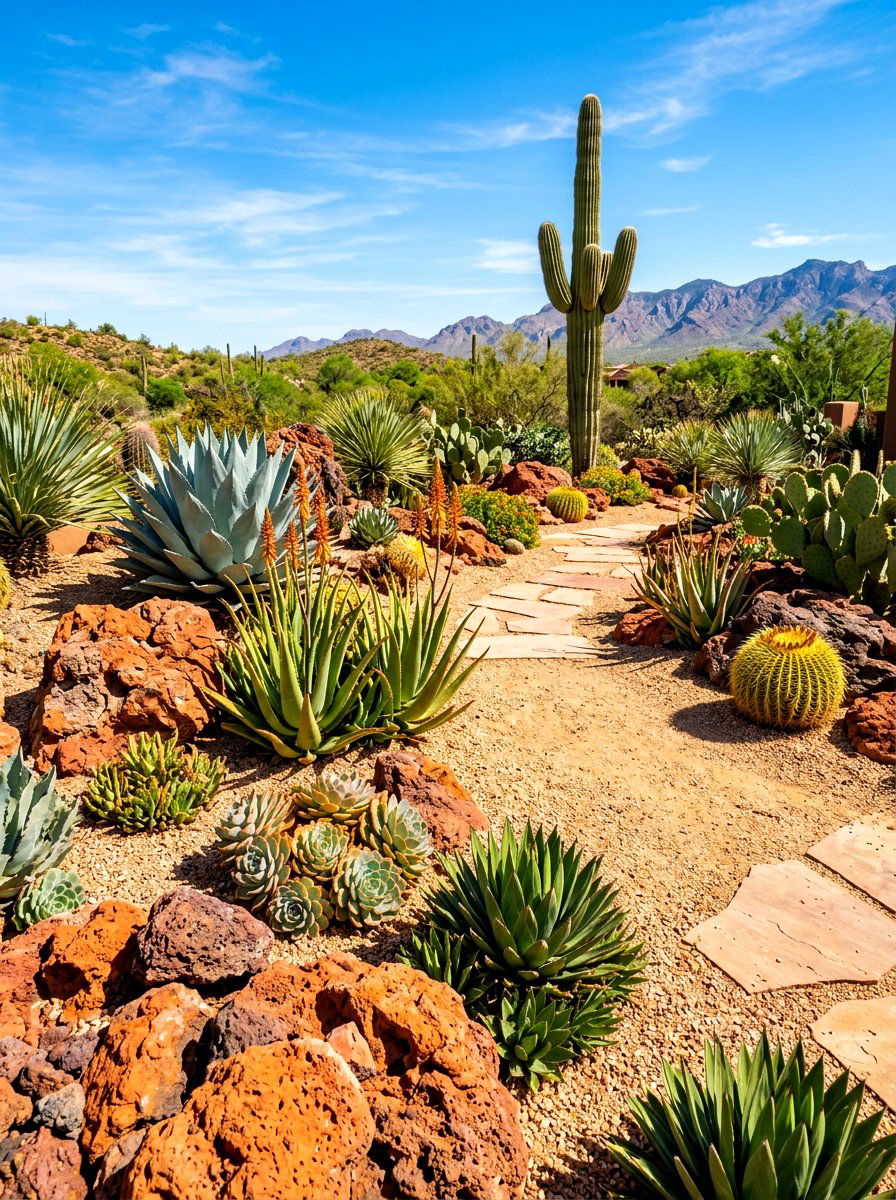 Desert succulent landscape - 30 garden rock ideas