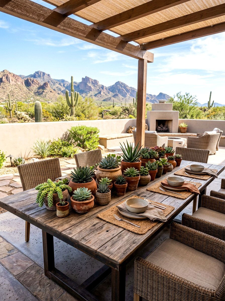Desert succulent patio table - 30 summer patio tablescape ideas