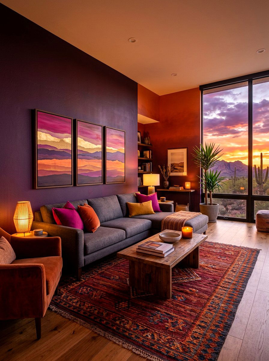 Desert sunset color living room - 30 southwestern living room ideas