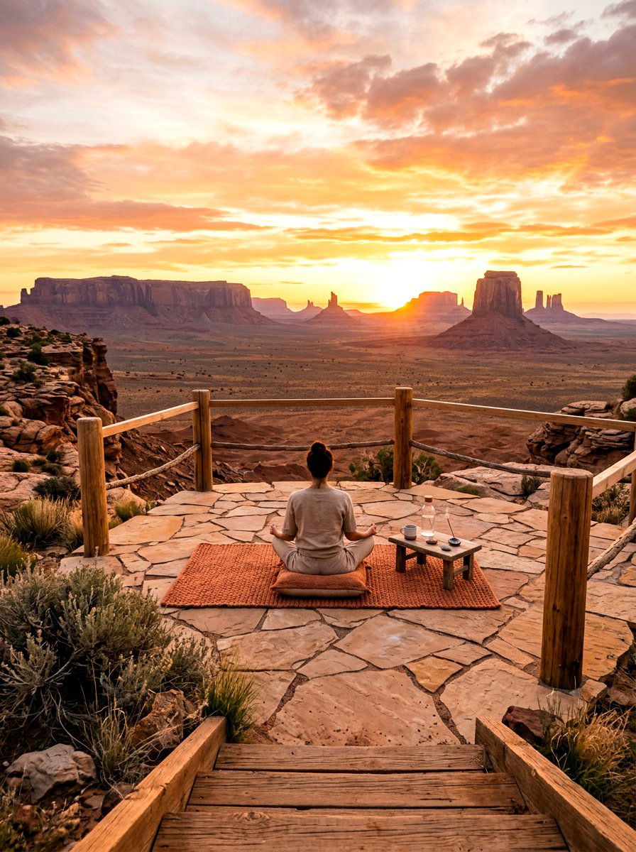 Desert view meditation deck - 30 sunrise meditation space ideas