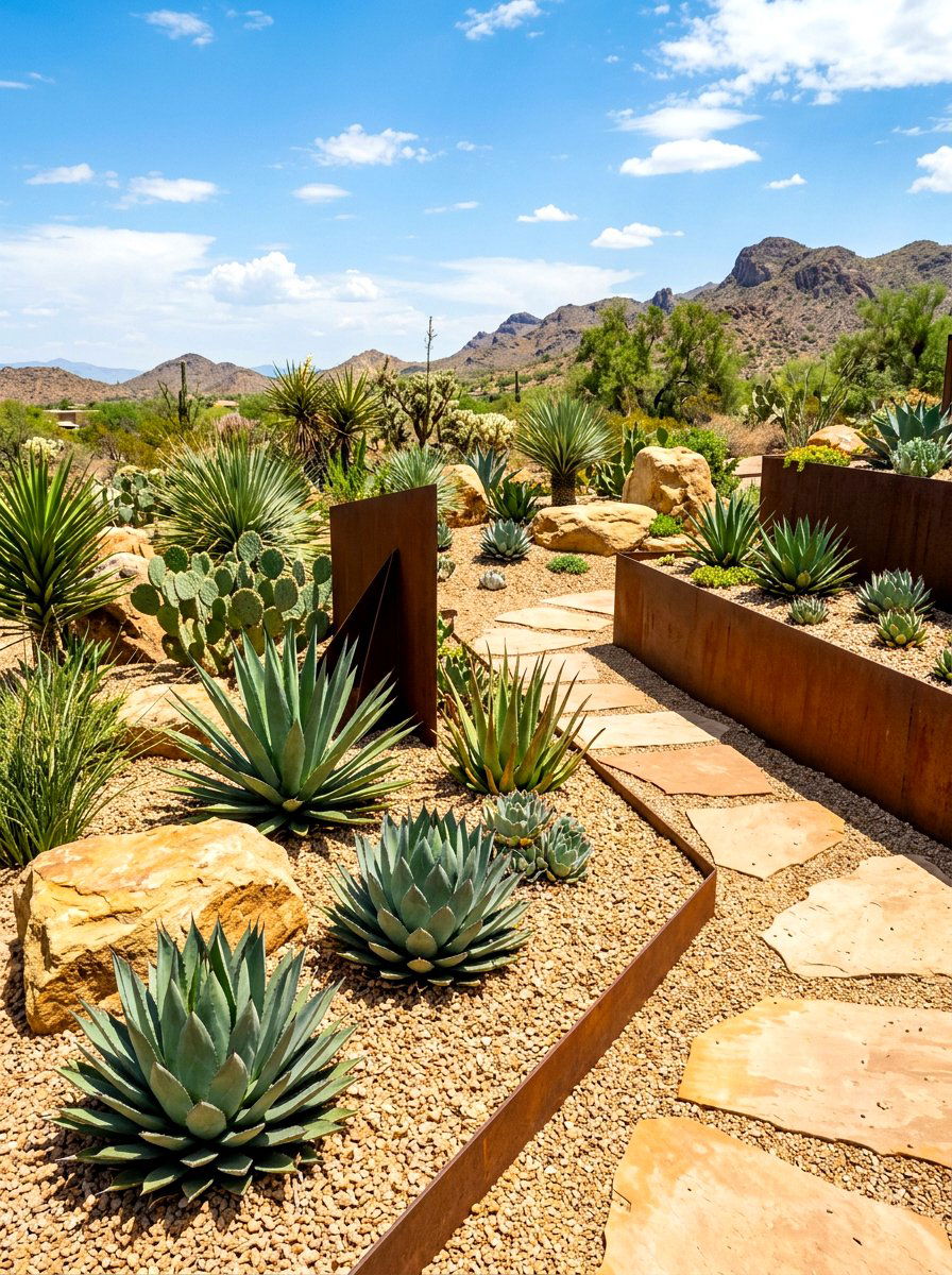 Desert xeriscape landscaping - 30 courtyard garden ideas