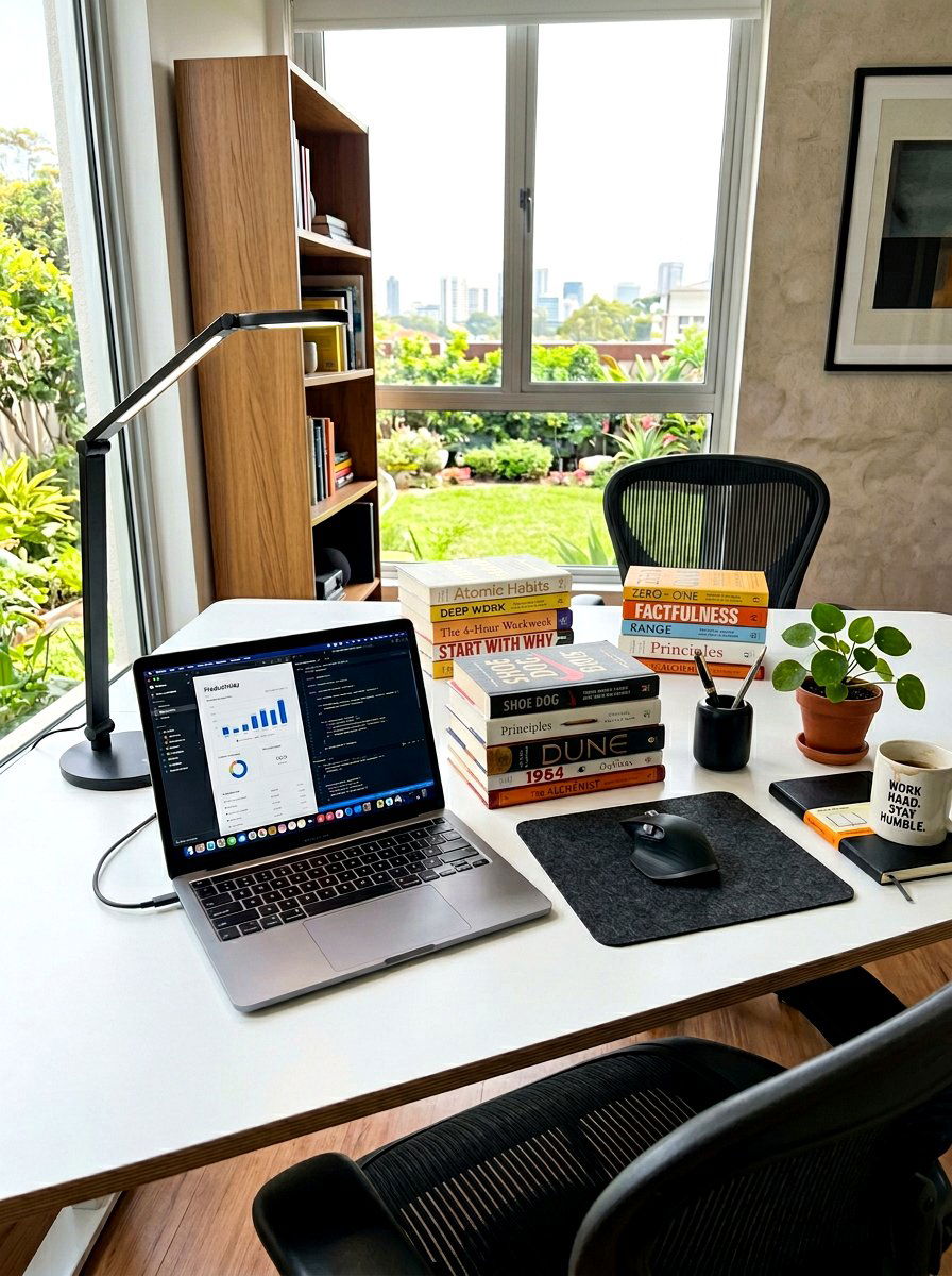 Desk Book Organization - 30 stacked books decor ideas