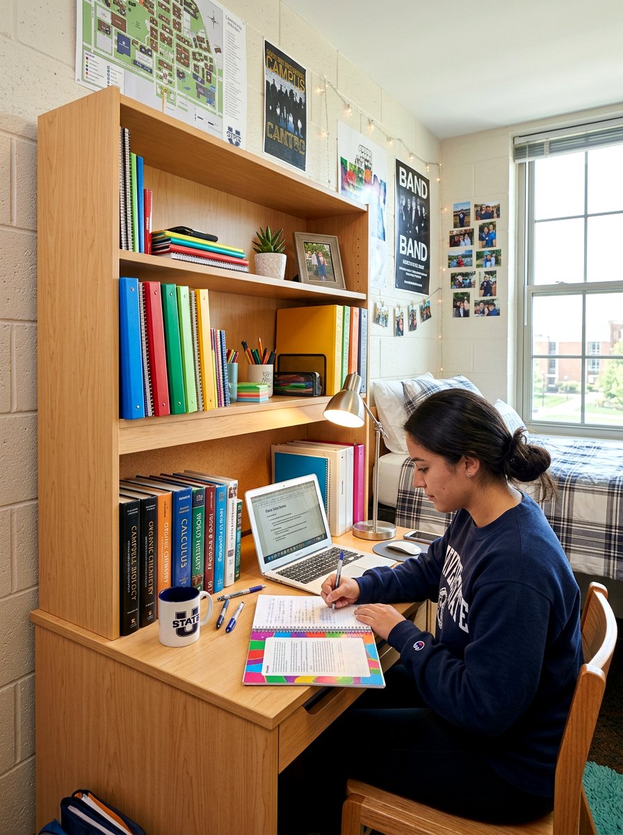 Desk Hutch Shelf - 30 dorm storage ideas