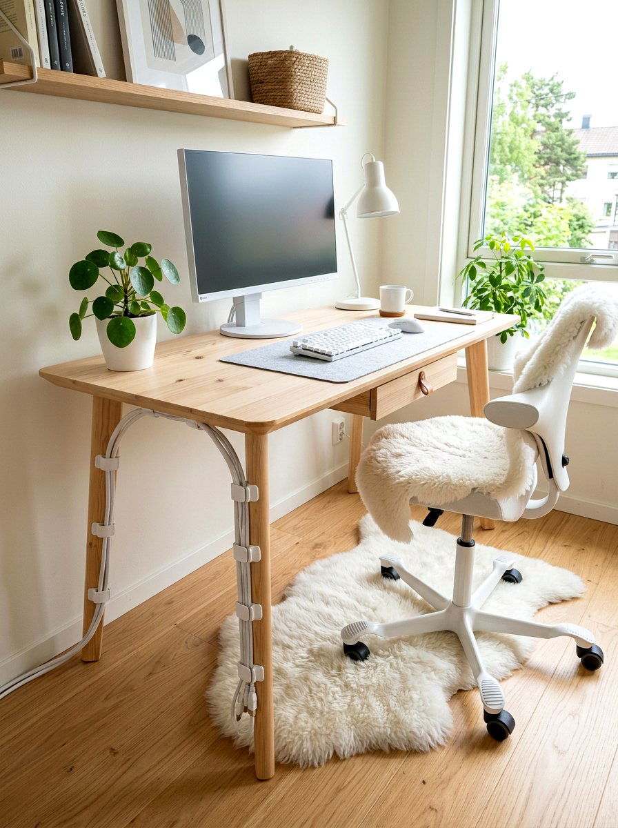 Desk Leg Cable Clips - 30 office cable management ideas