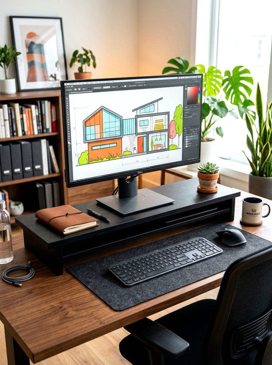Desk Riser Shelf - 30 no drill shelf styling ideas