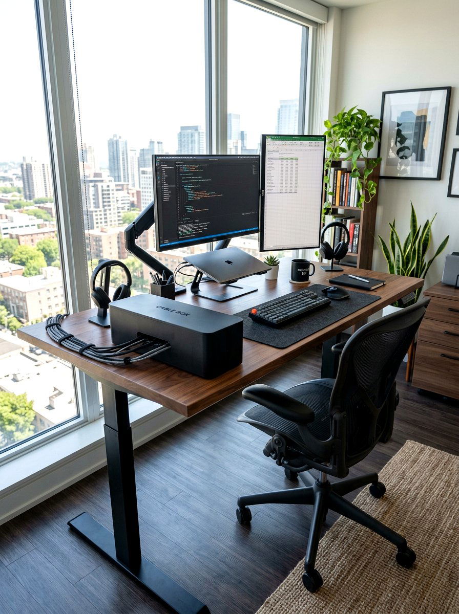 Desk cord management hub - 30 charging station ideas