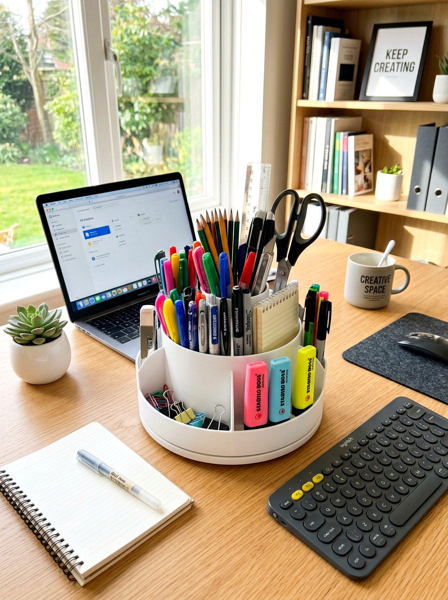 Desktop Carousel Caddy - 30 organizing a home office ideas