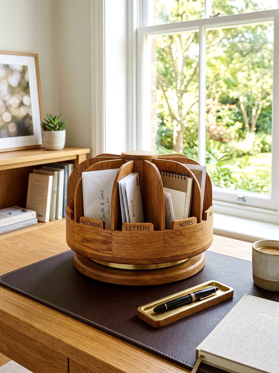 Desktop Mail Carousel - 30 mail sorting cabinet ideas