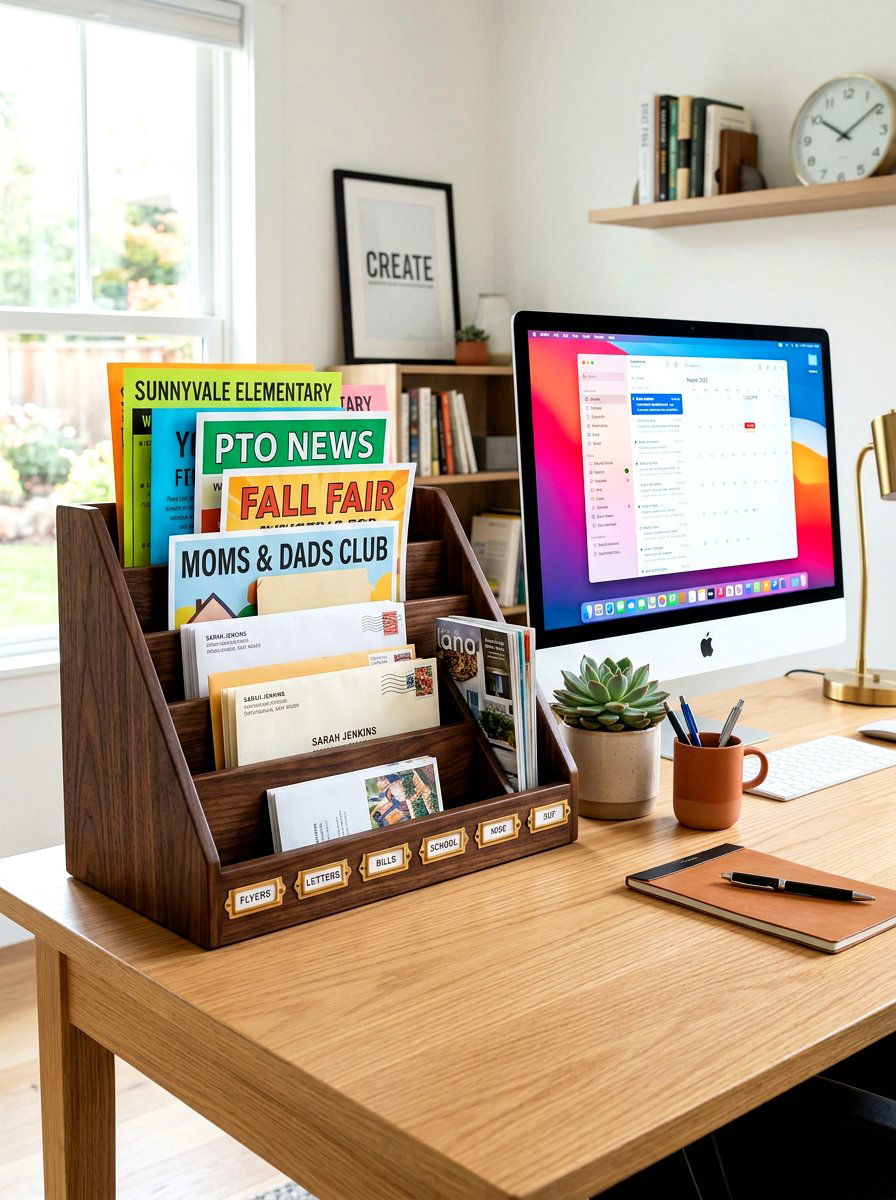 Desktop Mail Sorter - 30 school paper organization ideas