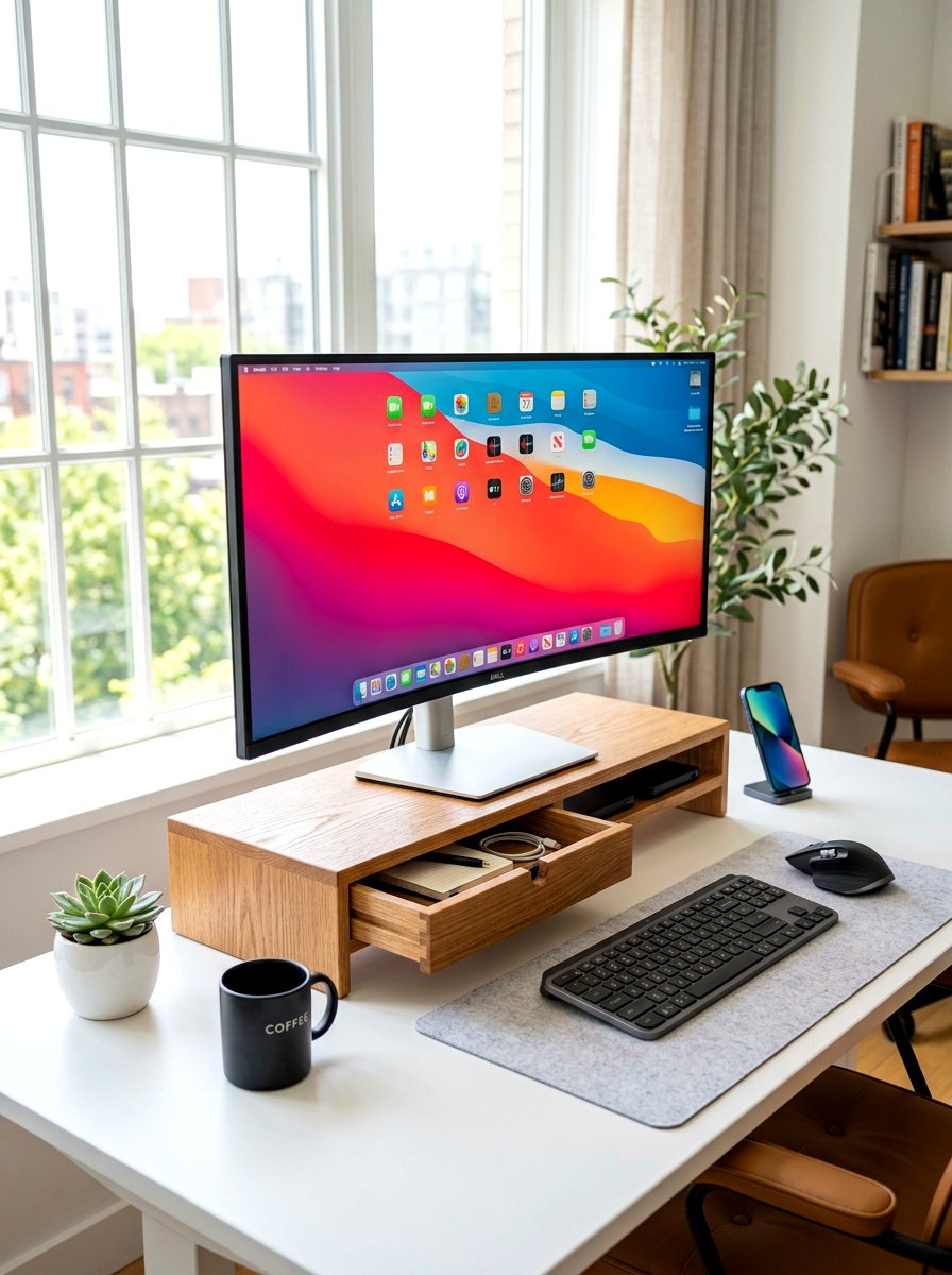 Desktop Monitor Stand - 30 organizing a home office ideas