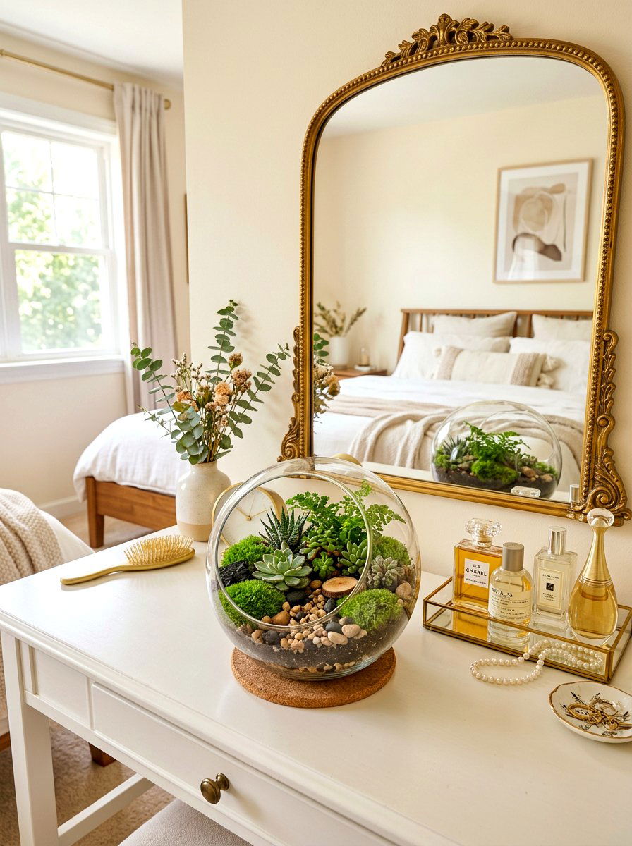 Desktop Terrarium - 30 bedroom plant decor ideas