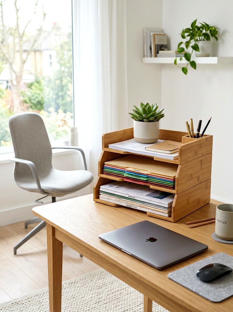Desktop paper organizer - 30 paper clutter organization ideas