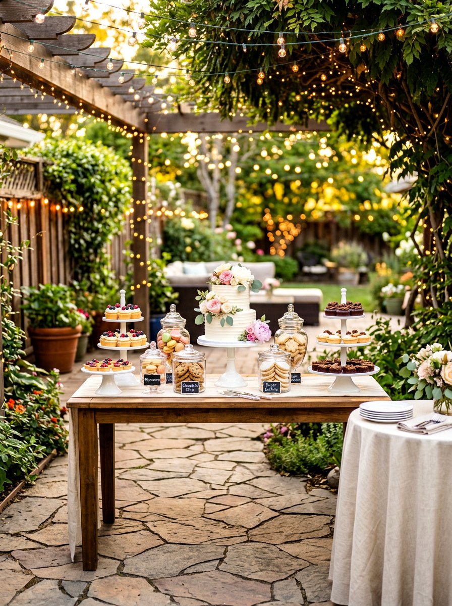 Dessert Table Display - 30 patio dinner party ideas
