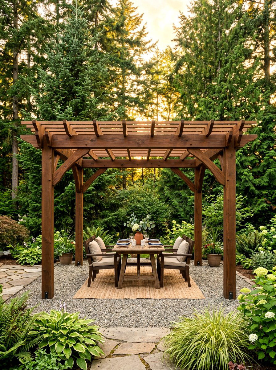 Detached Freestanding Courtyard Pergola - 30 courtyard pergola ideas