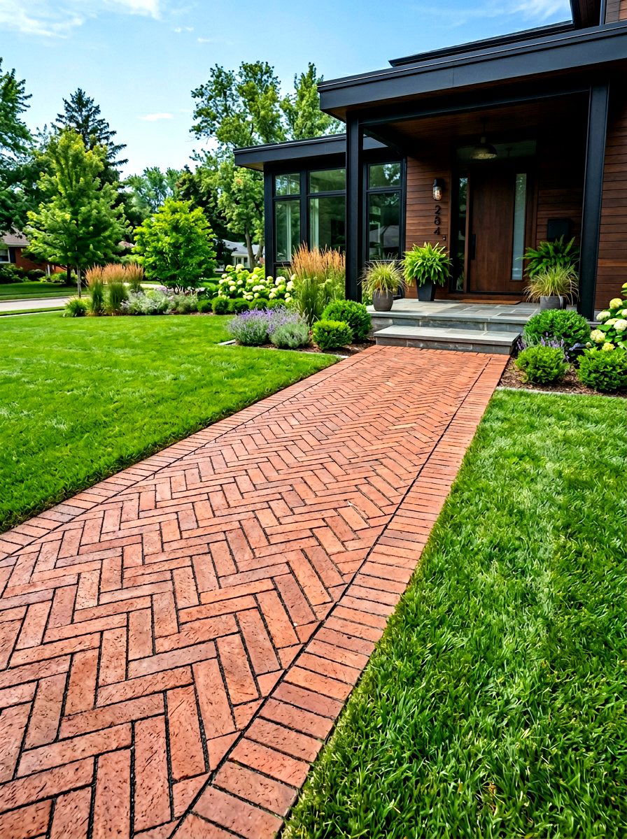 Diagonal Brick Walkway - 30 brick walkway ideas